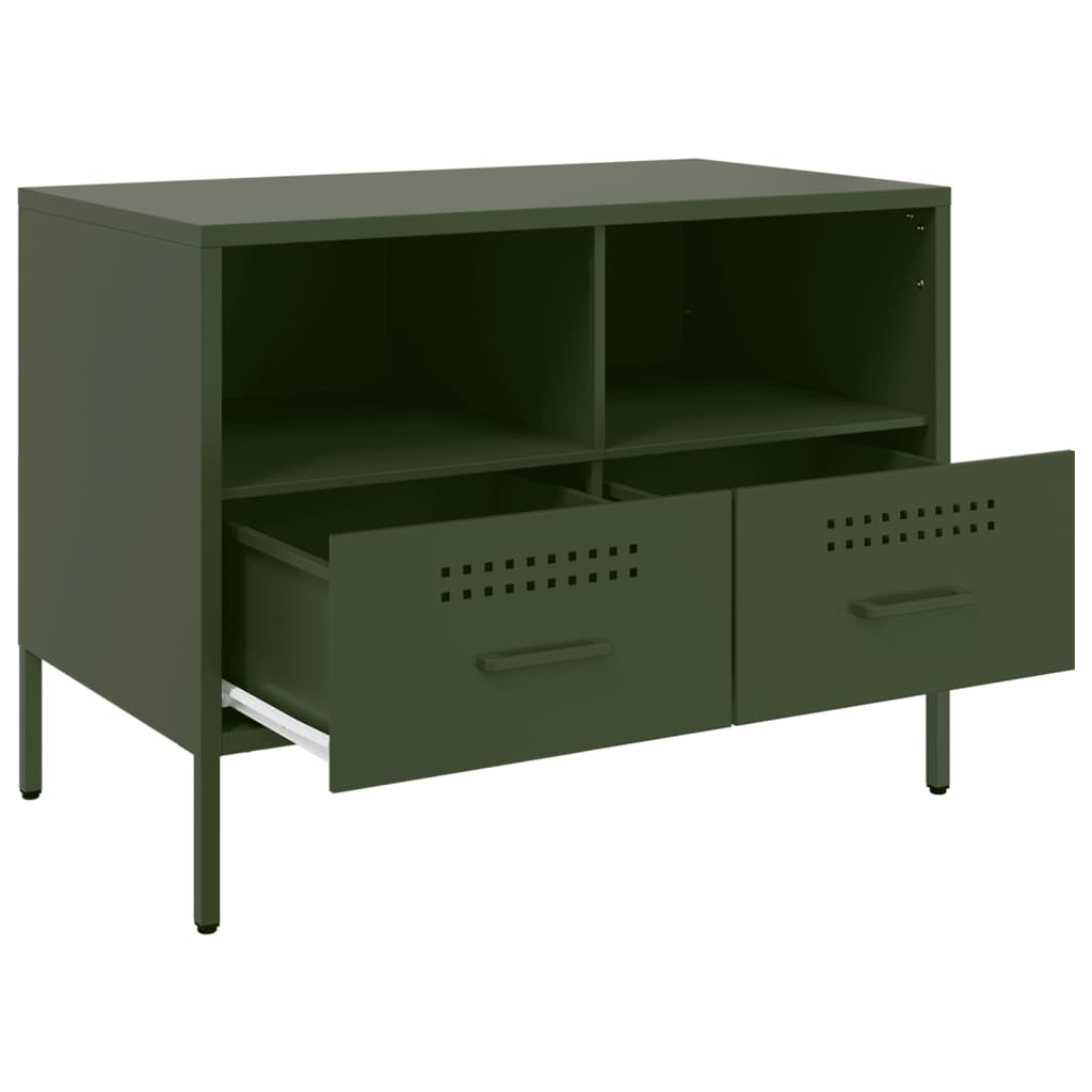 vidaXL Szafki pod telewizor, 2 szt., oliwkowe, 68x39x50,5 cm, stalowe