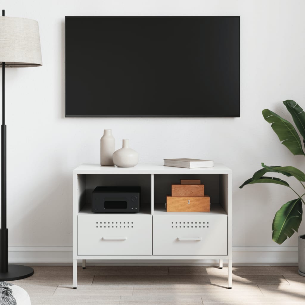 vidaXL Szafka pod telewizor, biała, 68x39x50,5 cm, stalowa
