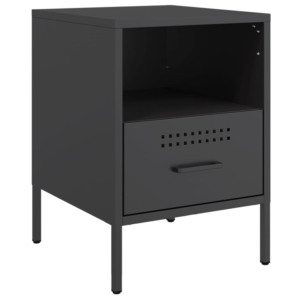 vidaXL Szafka nocna, czarna, 36x39x50,5 cm, stal