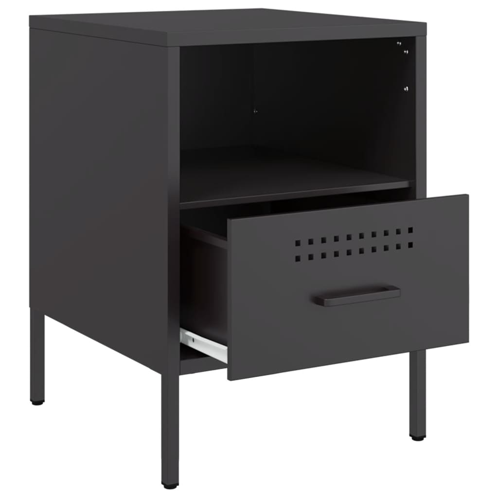 vidaXL Szafka nocna, czarna, 36x39x50,5 cm, stal