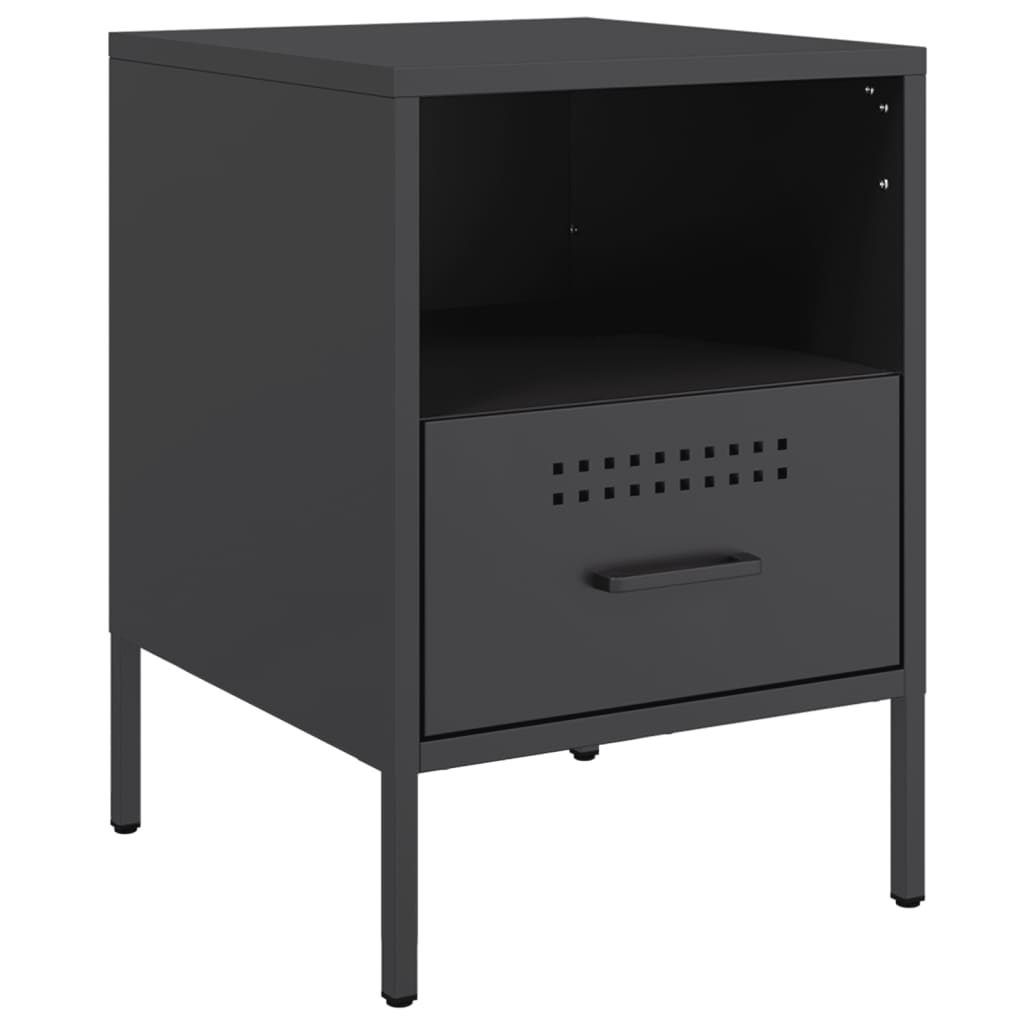 vidaXL Szafki nocne, 2 szt., czarne, 36x39x50,5 cm, stal