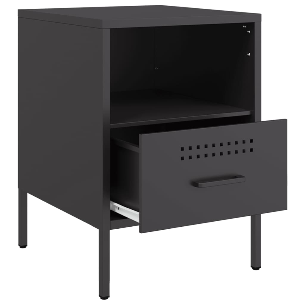 vidaXL Szafki nocne, 2 szt., czarne, 36x39x50,5 cm, stal