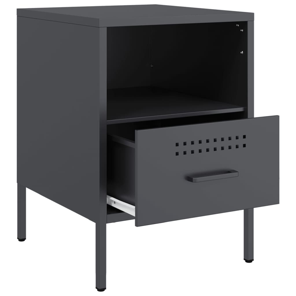 vidaXL Szafka nocna, antracytowa, 36x39x50,5 cm, stal