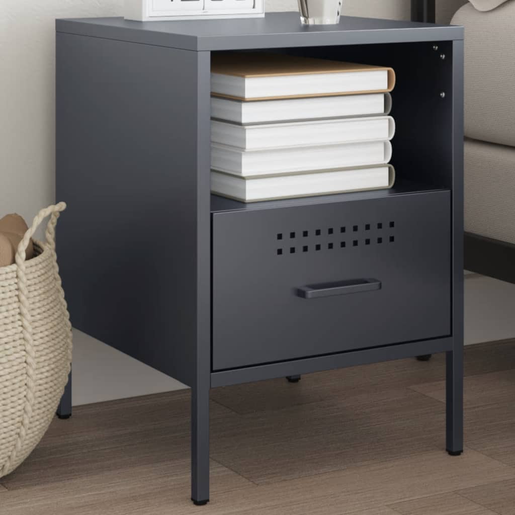 vidaXL Szafka nocna, antracytowa, 36x39x50,5 cm, stal