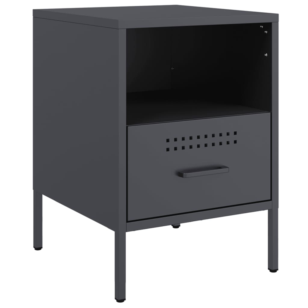vidaXL Szafki nocne, 2 szt., antracytowe, 36x39x50,5 cm, stal