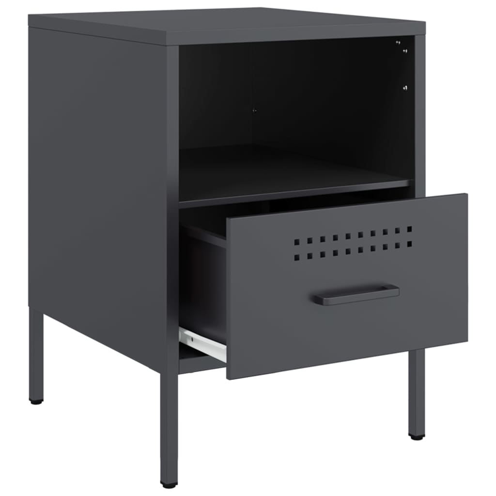 vidaXL Szafki nocne, 2 szt., antracytowe, 36x39x50,5 cm, stal