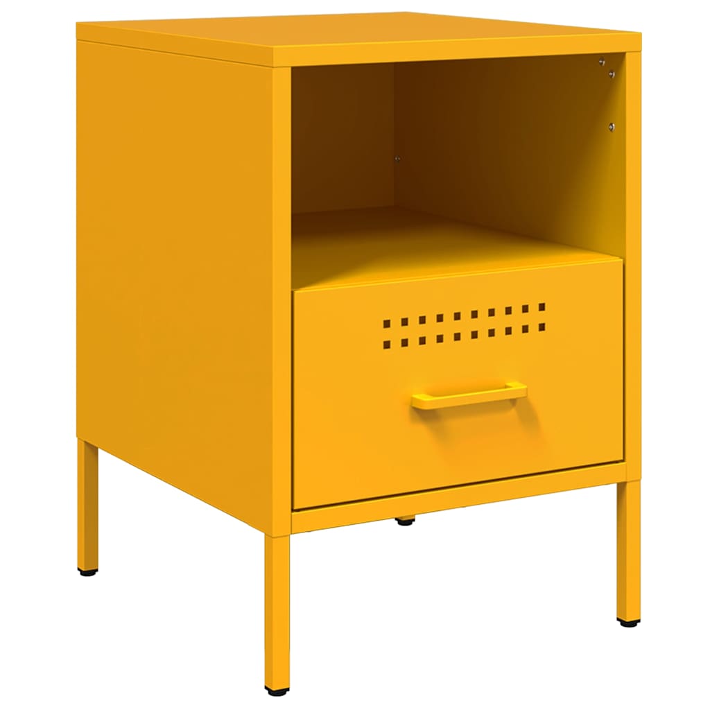 vidaXL Szafki nocne, 2 szt., musztardowe, 36x39x50,5 cm, stal