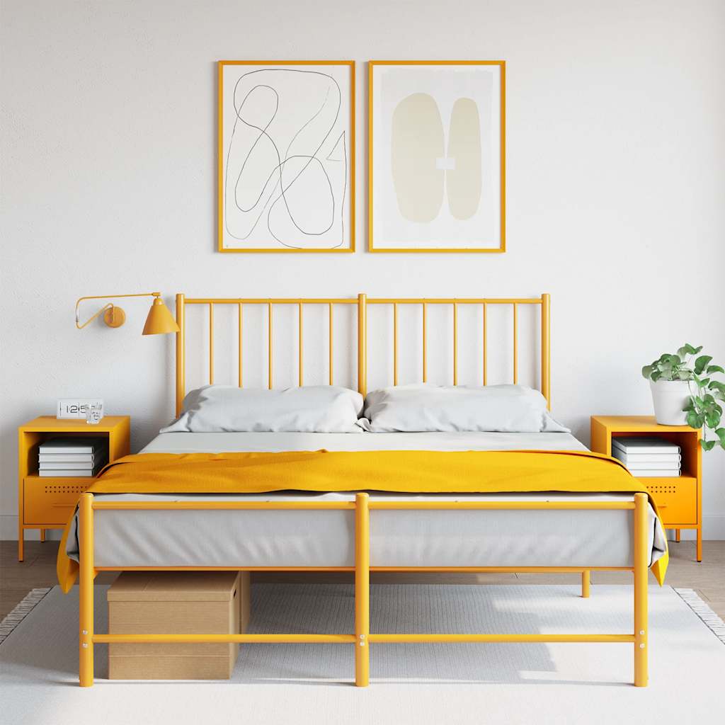 vidaXL Szafki nocne, 2 szt., musztardowe, 36x39x50,5 cm, stal