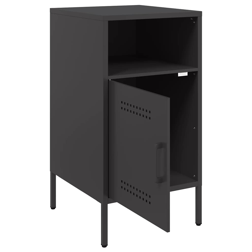 vidaXL Szafka nocna, czarna, 36x39x68 cm, stal