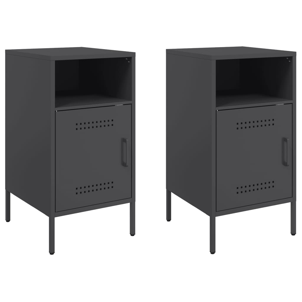 vidaXL Szafki nocne, 2 szt., czarne, 36x39x68 cm, stal