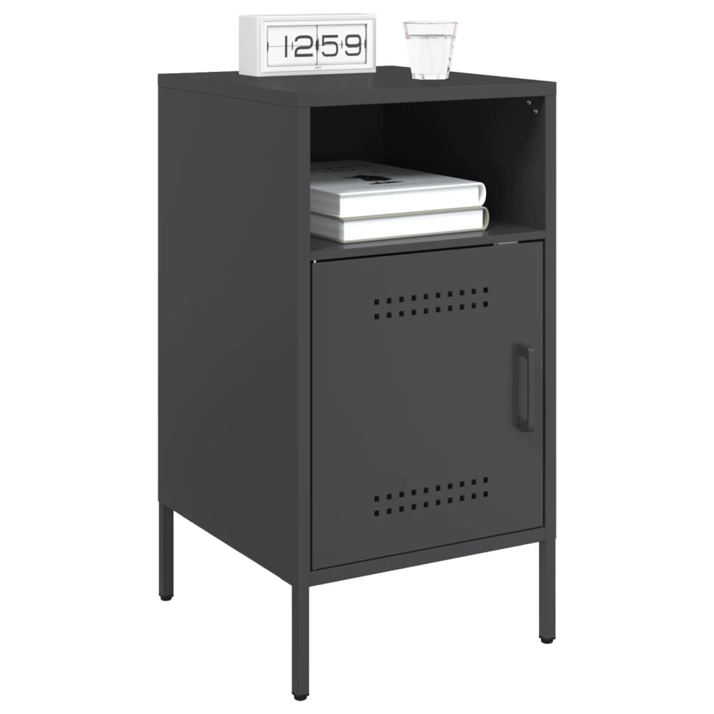 vidaXL Szafki nocne, 2 szt., czarne, 36x39x68 cm, stal