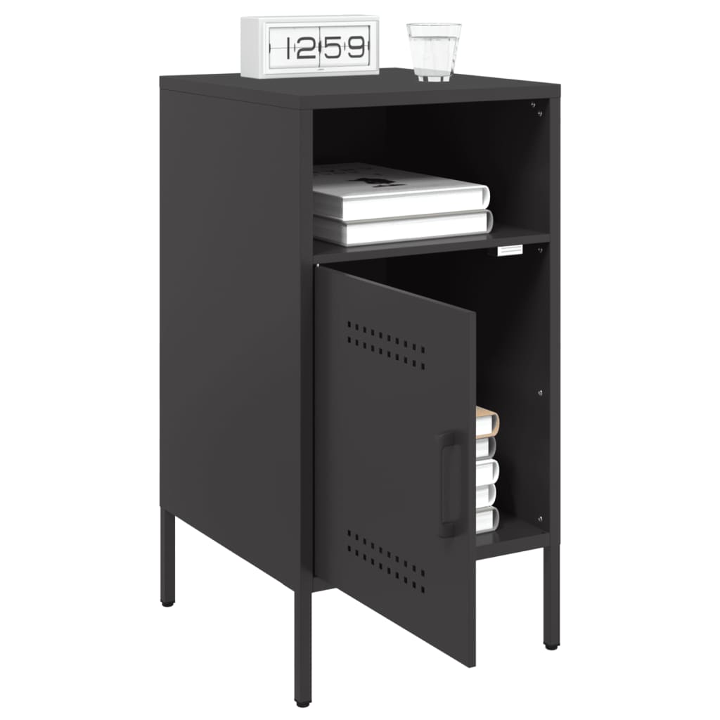 vidaXL Szafki nocne, 2 szt., czarne, 36x39x68 cm, stal