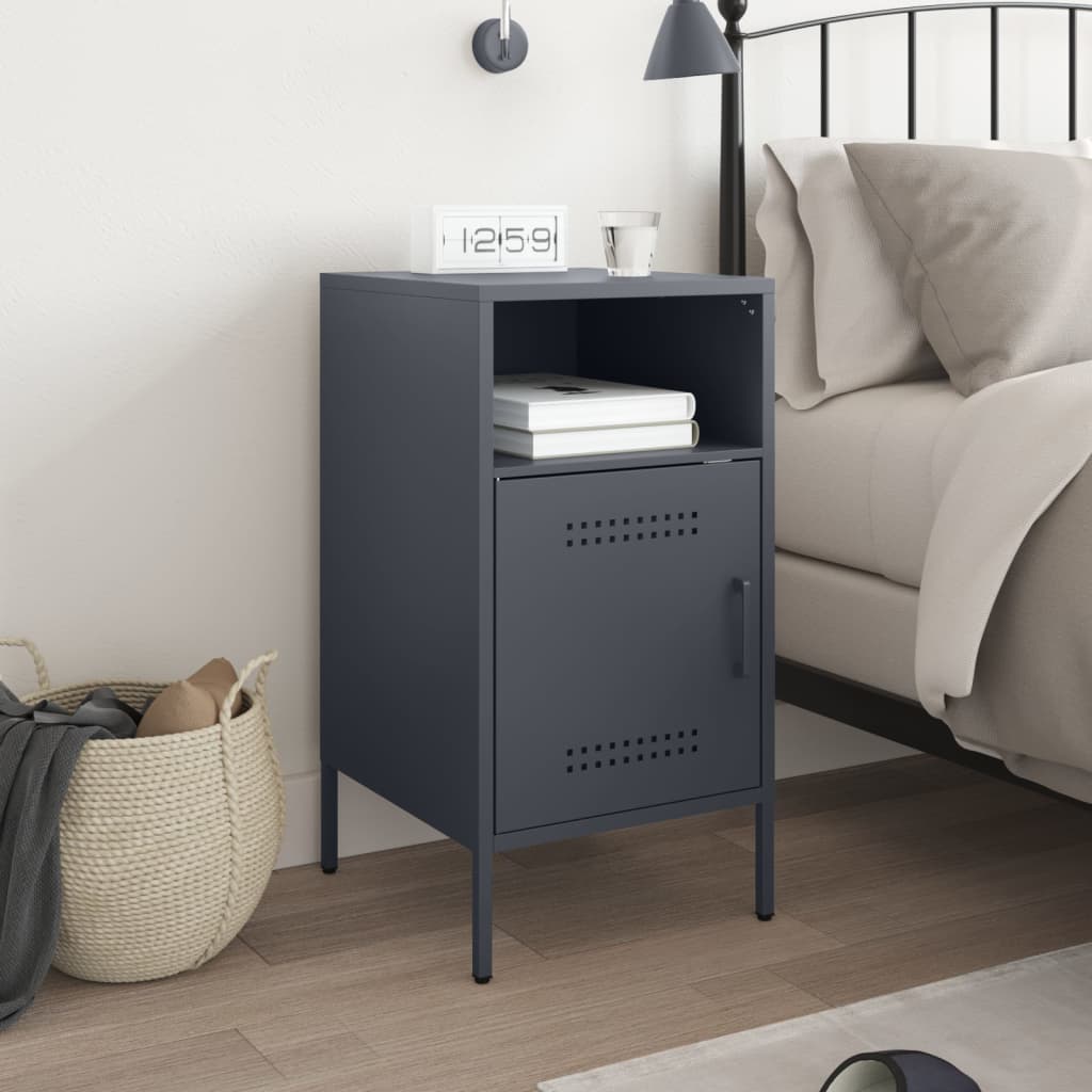 vidaXL Szafka nocna, antracyt, 36x39x68 cm, stal