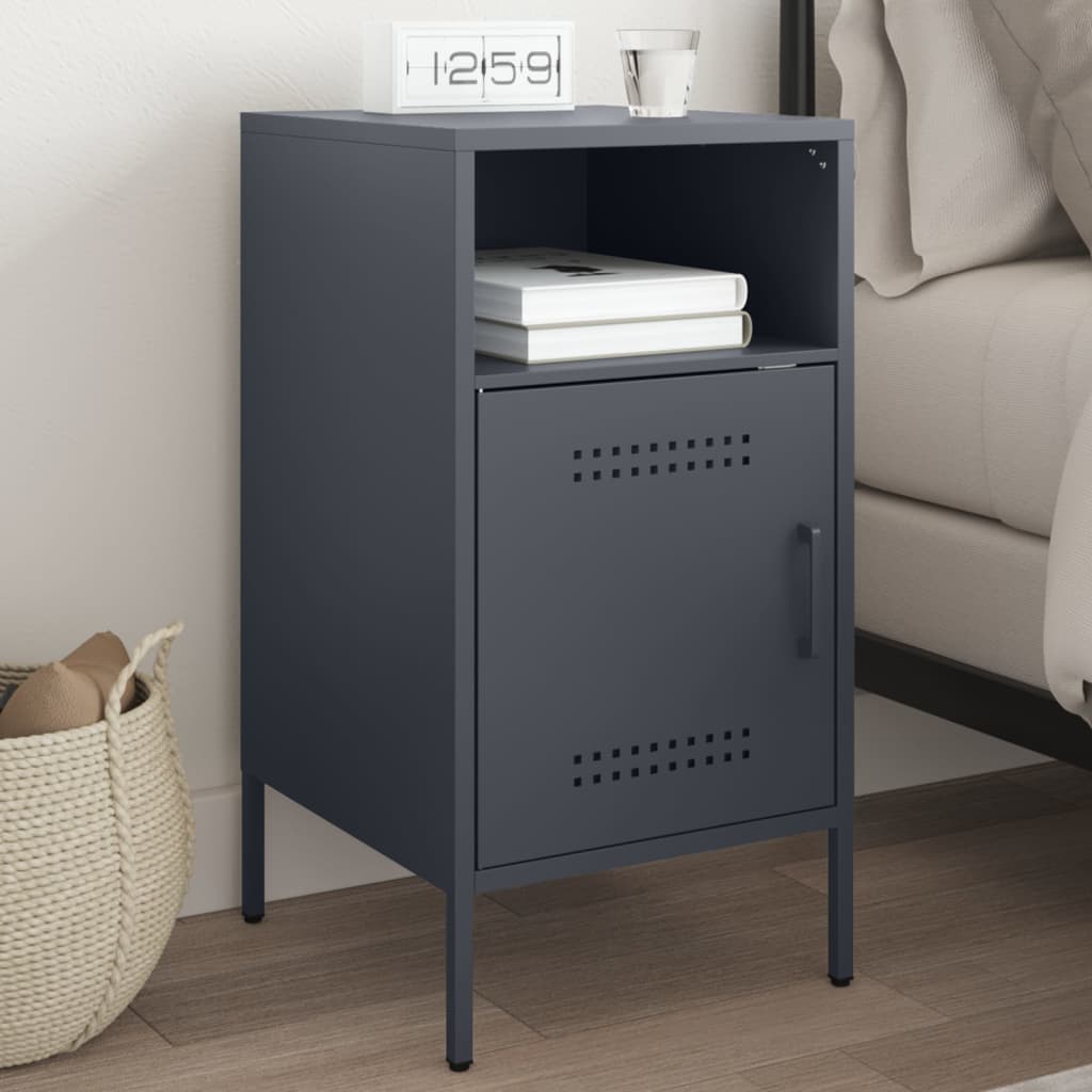 vidaXL Szafka nocna, antracyt, 36x39x68 cm, stal