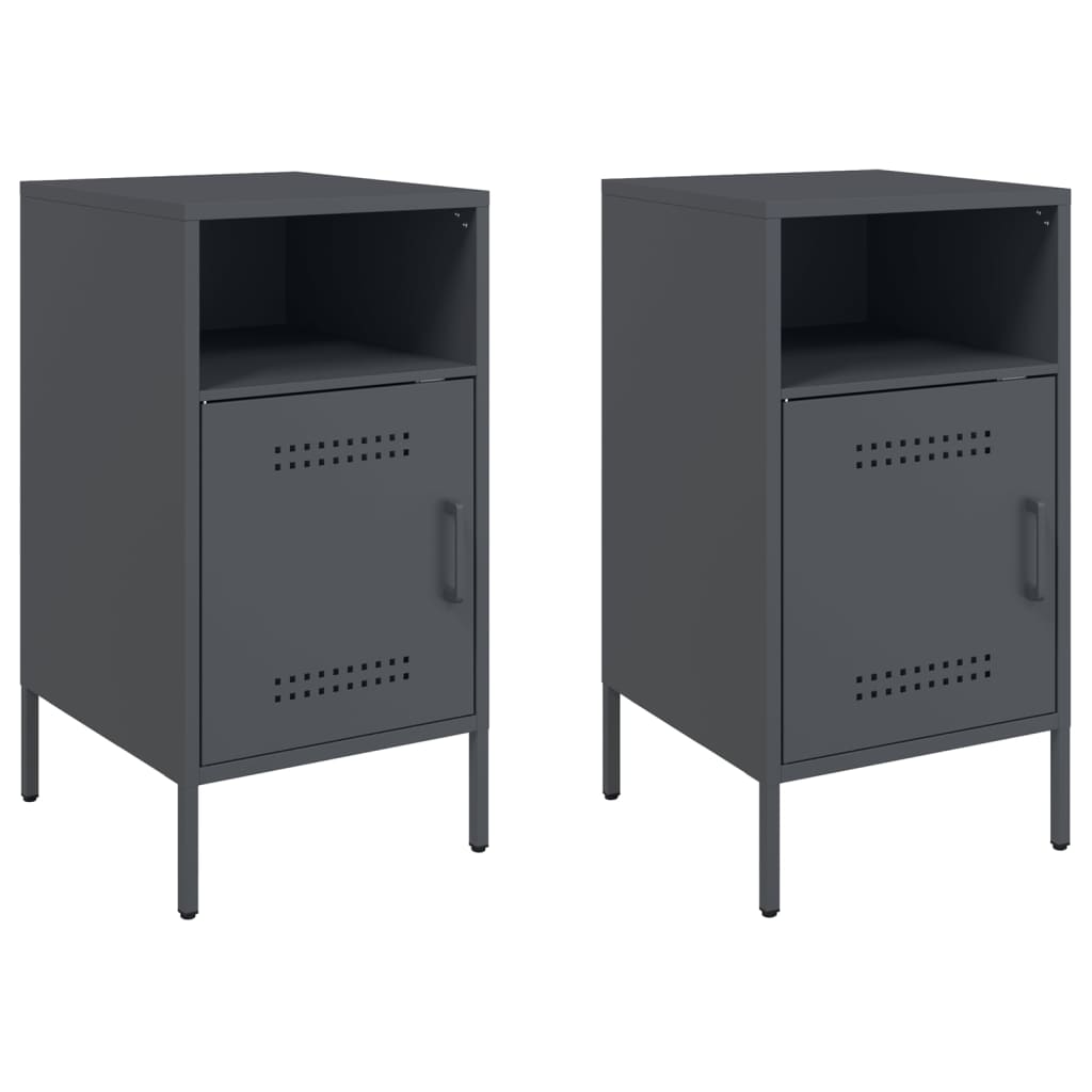 vidaXL Szafki nocne, 2 szt., antracytowe, 36x39x68 cm, stal