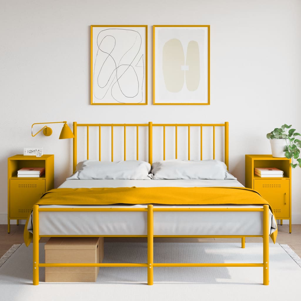 vidaXL Szafki nocne, 2 szt., musztardowe, 36x39x68 cm, stal