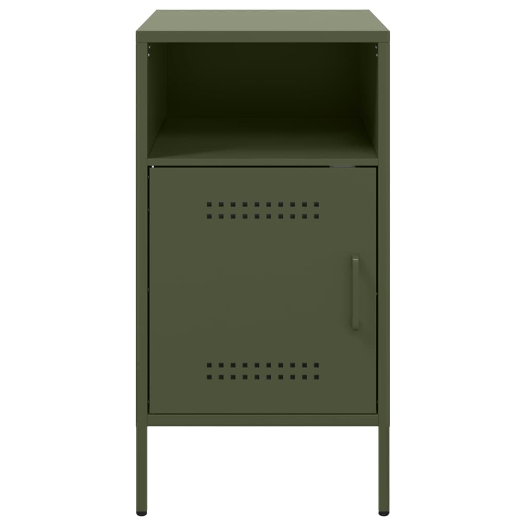 vidaXL Szafka nocna, oliwkowa, 36x39x68 cm, stal