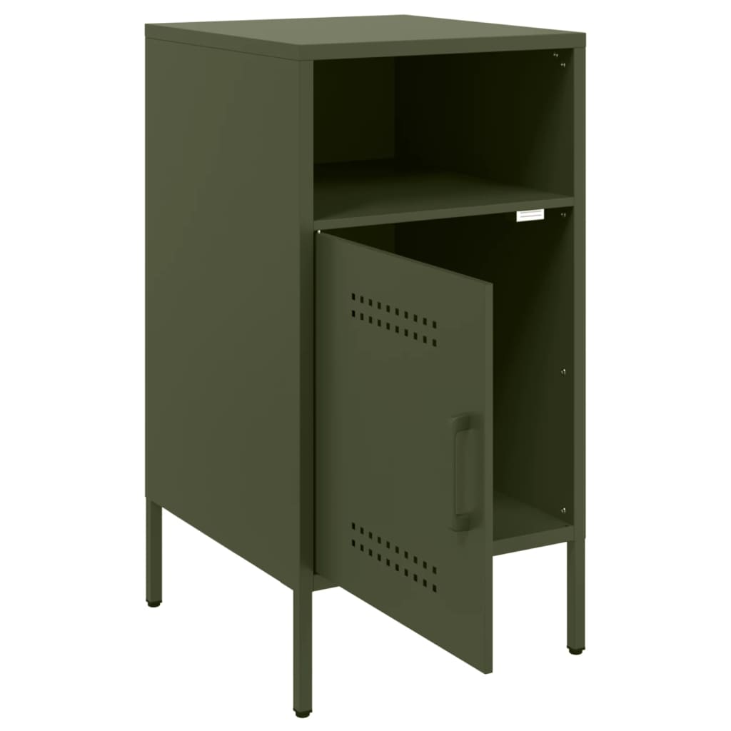 vidaXL Szafka nocna, oliwkowa, 36x39x68 cm, stal