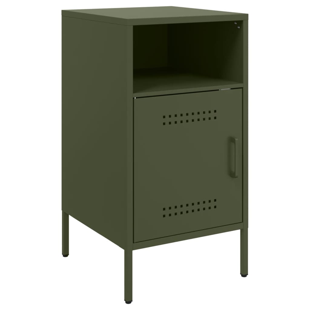vidaXL Szafki nocne, 2 szt., oliwkowe, 36x39x68 cm, stal