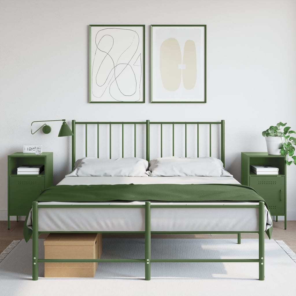 vidaXL Szafki nocne, 2 szt., oliwkowe, 36x39x68 cm, stal
