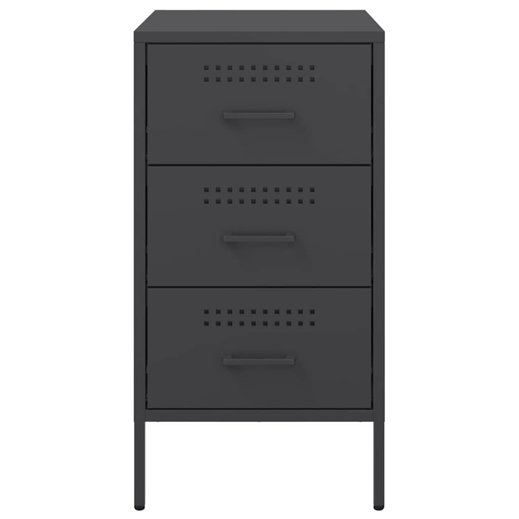 vidaXL Szafka nocna, czarna, 36x39x68 cm, stal