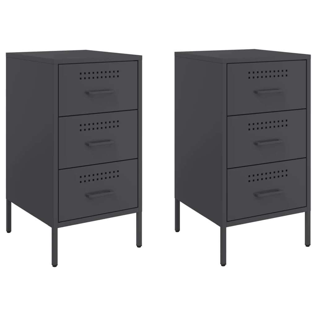 vidaXL Szafki nocne, 2 szt., czarne, 36x39x68 cm, stal