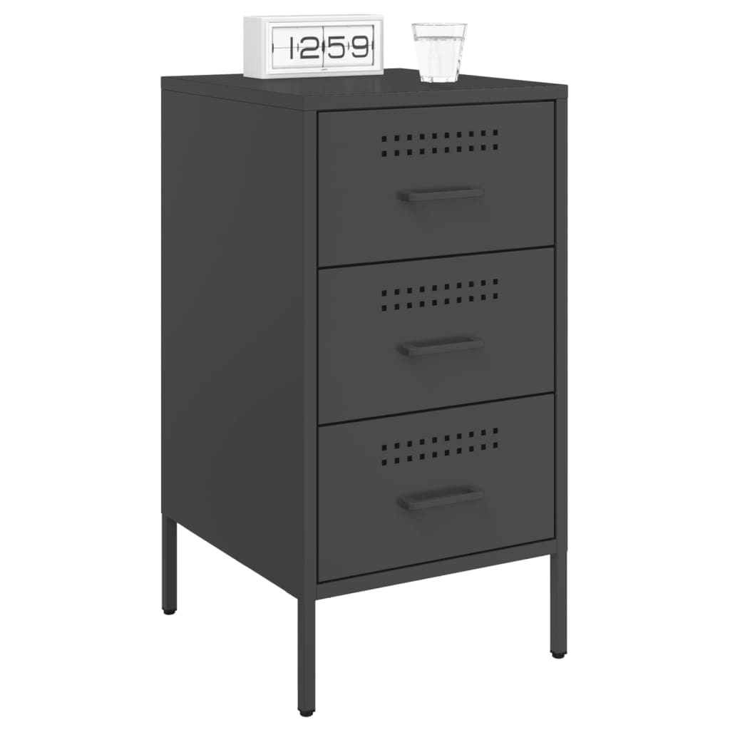 vidaXL Szafki nocne, 2 szt., czarne, 36x39x68 cm, stal