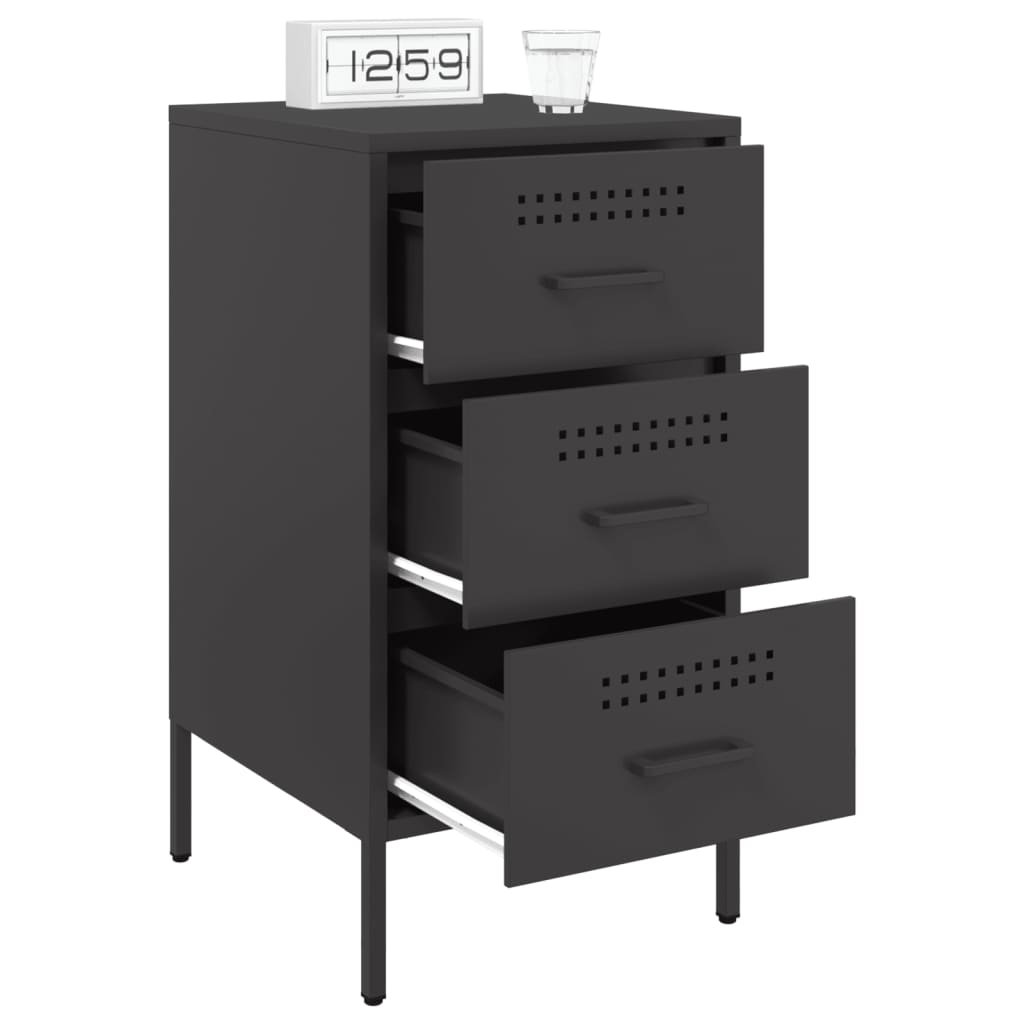 vidaXL Szafki nocne, 2 szt., czarne, 36x39x68 cm, stal