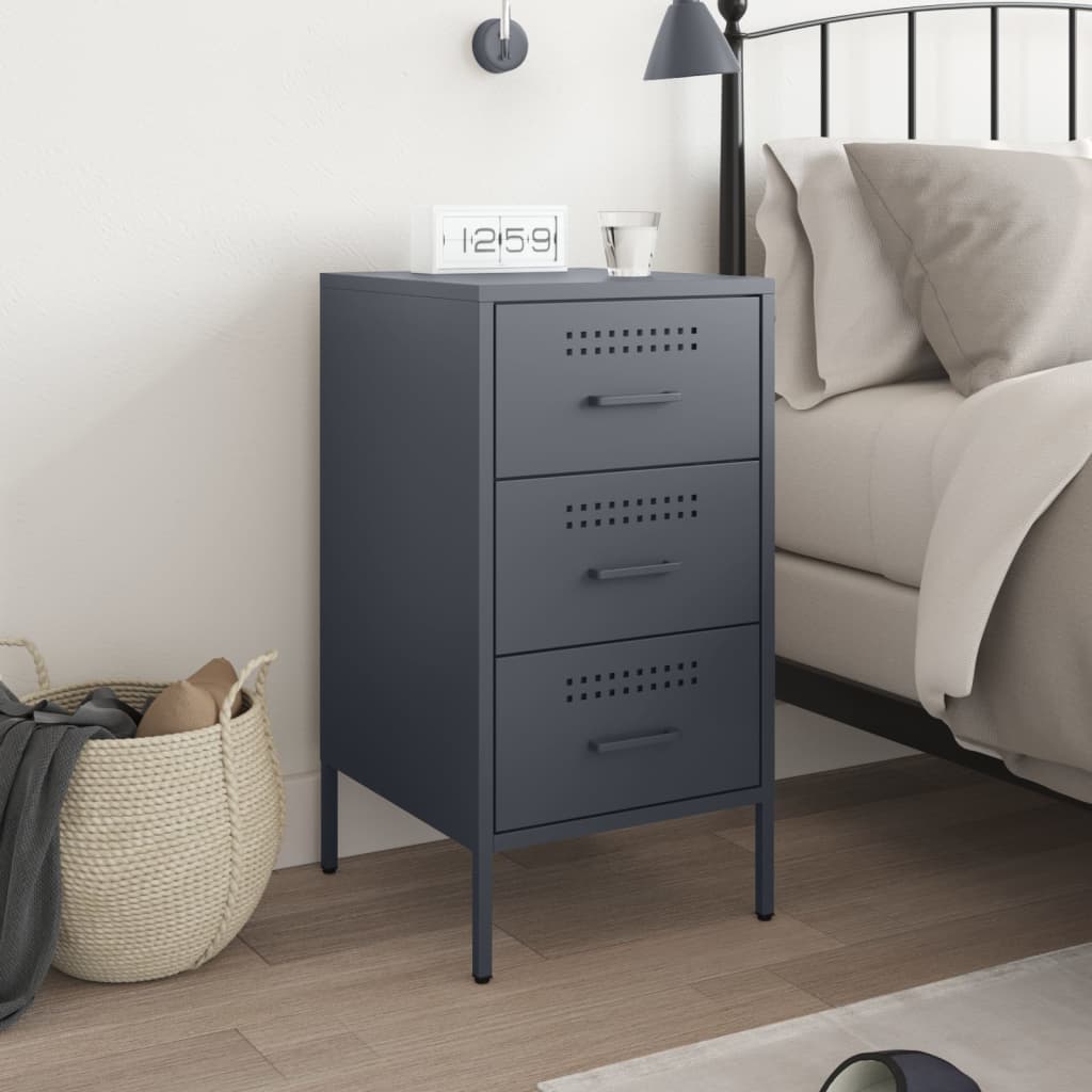 vidaXL Szafka nocna, antracyt, 36x39x68 cm, stal