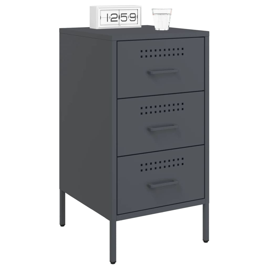 vidaXL Szafka nocna, antracyt, 36x39x68 cm, stal