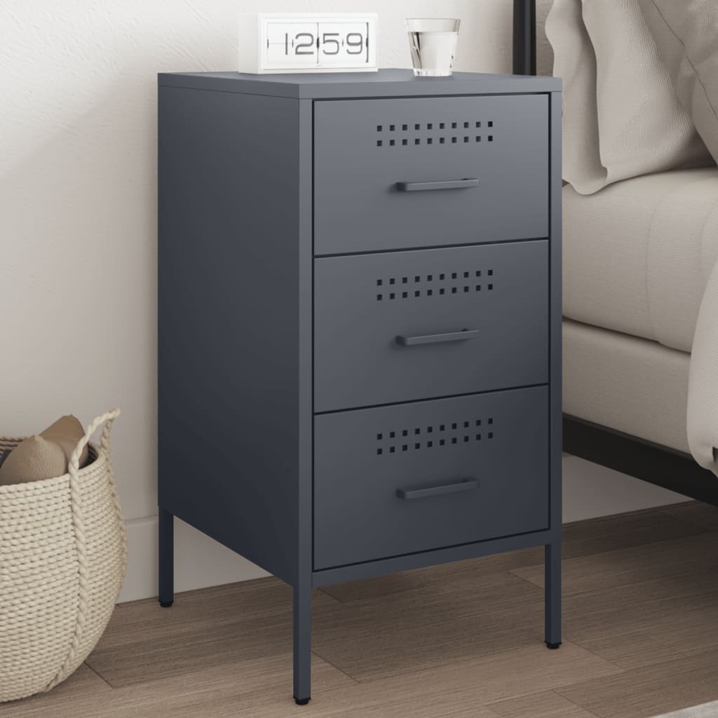 vidaXL Szafka nocna, antracyt, 36x39x68 cm, stal