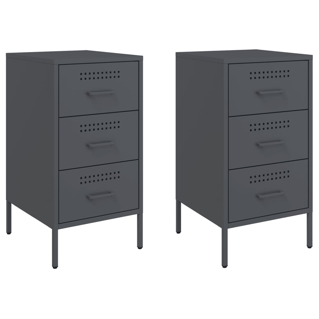 vidaXL Szafki nocne, 2 szt., antracytowe, 36x39x68 cm, stal