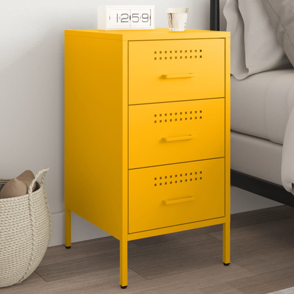 vidaXL Szafka nocna, musztardowa, 36x39x68 cm, stal