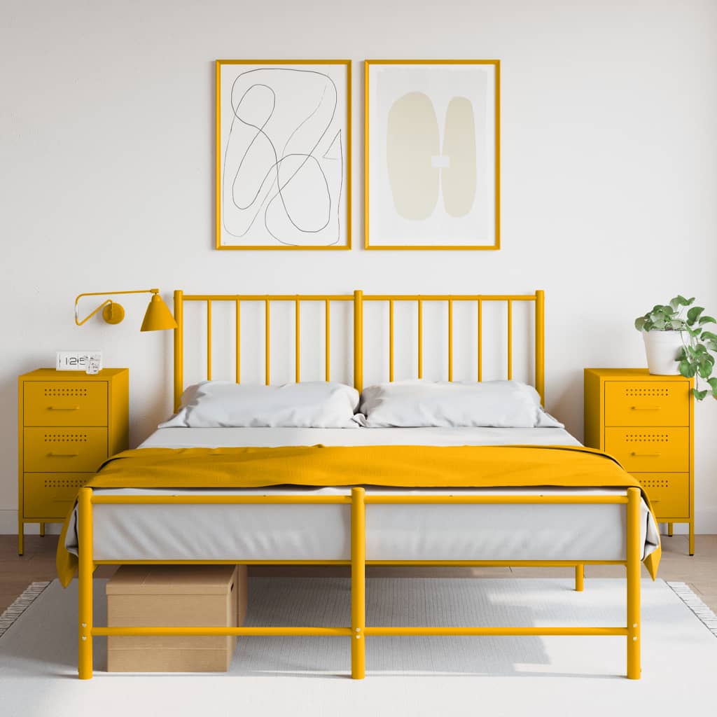 vidaXL Szafki nocne, 2 szt., musztardowe, 36x39x68 cm, stal