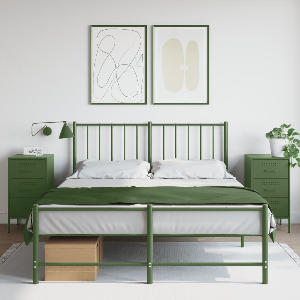 vidaXL Szafki nocne, 2 szt., oliwkowe, 36x39x68 cm, stal