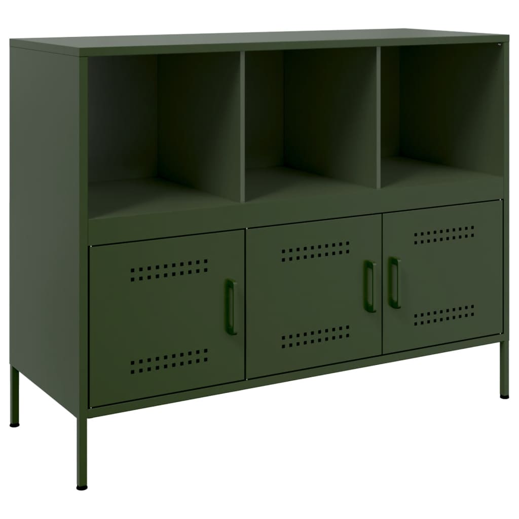 vidaXL Szafka, oliwkowa, 100,5x39x79 cm, stal