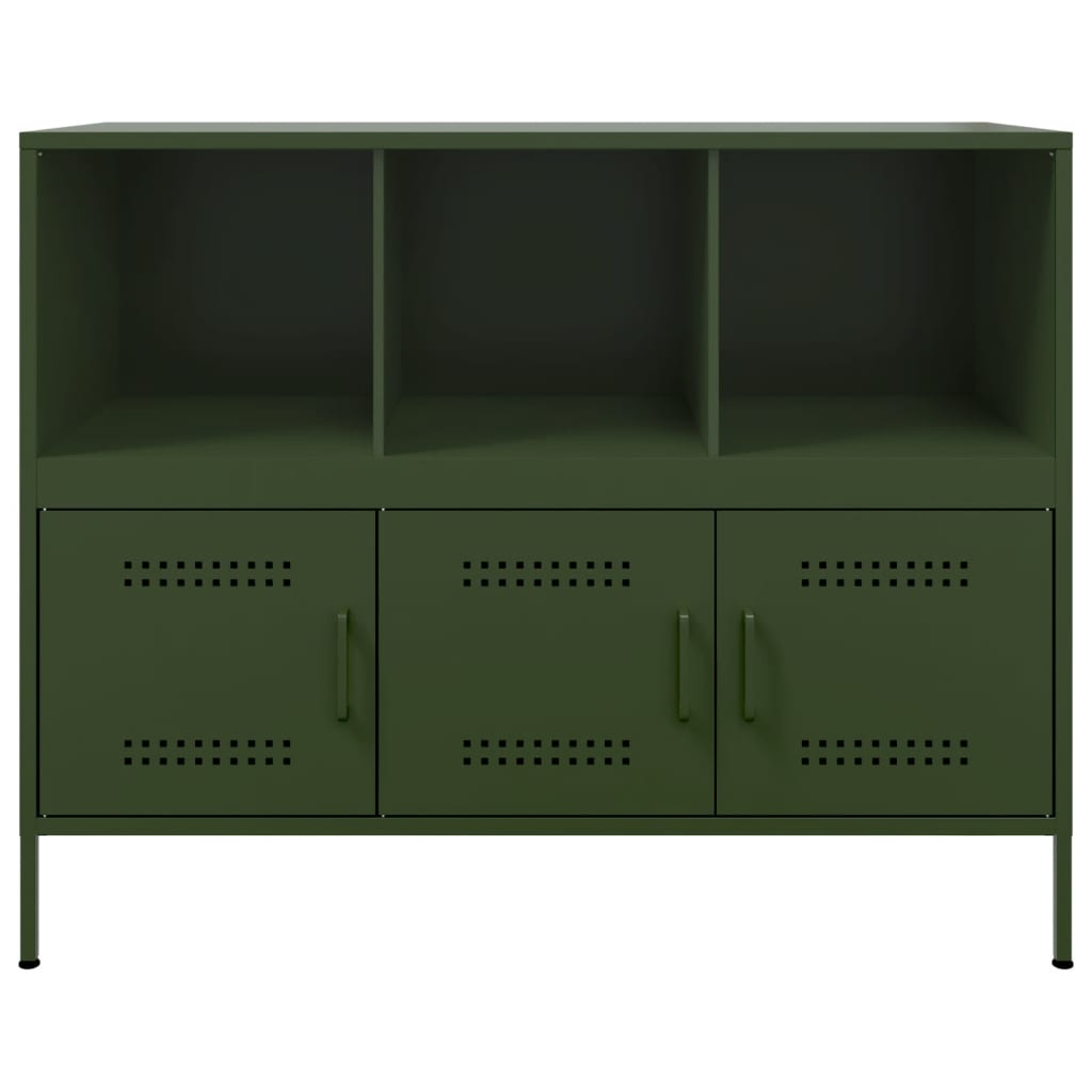 vidaXL Szafka, oliwkowa, 100,5x39x79 cm, stal