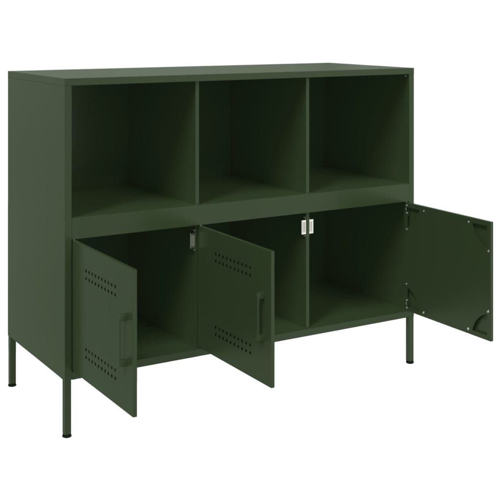 vidaXL Szafka, oliwkowa, 100,5x39x79 cm, stal