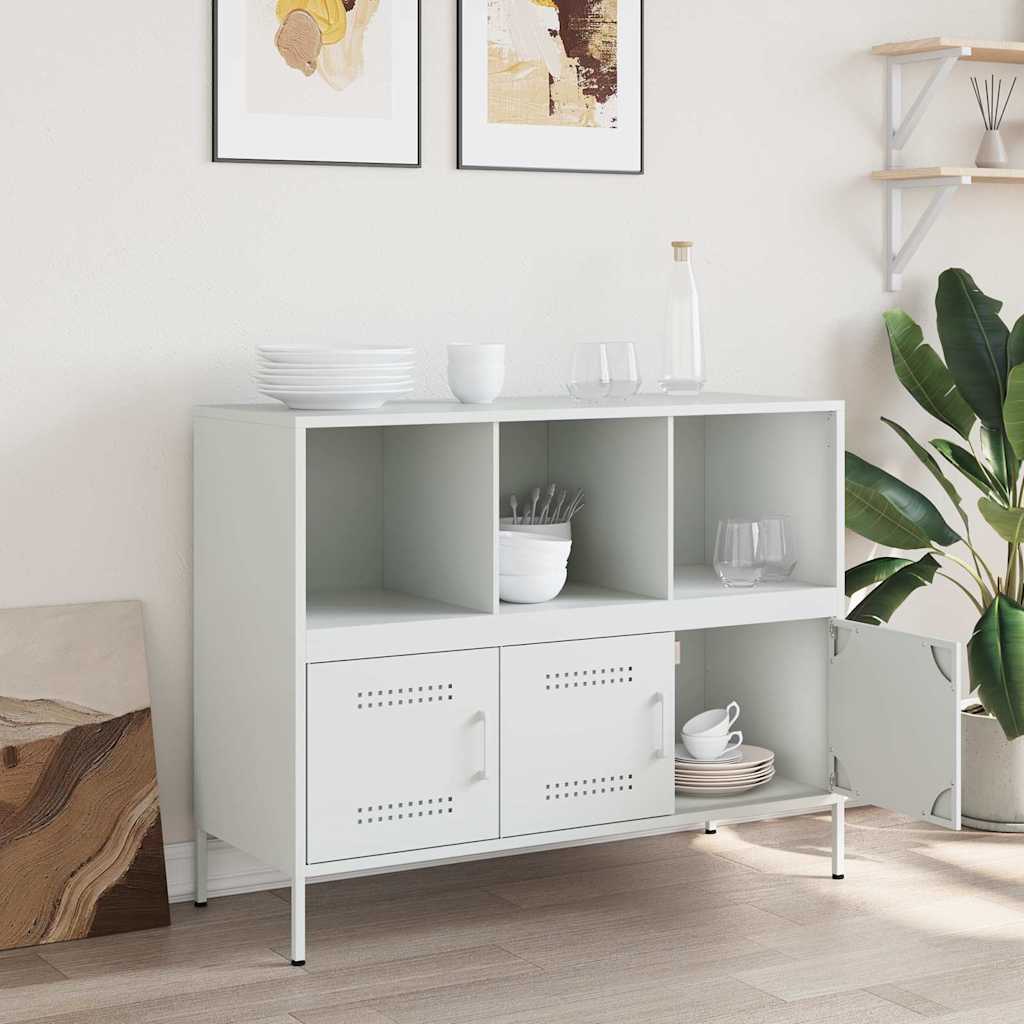 vidaXL Szafka, biała, 100,5x39x79 cm, stal