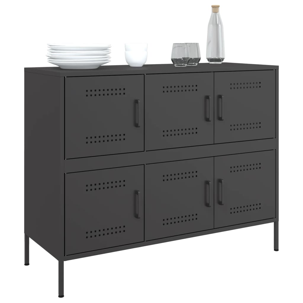 vidaXL Szafka, czarna, 100,5x39x79 cm, stal