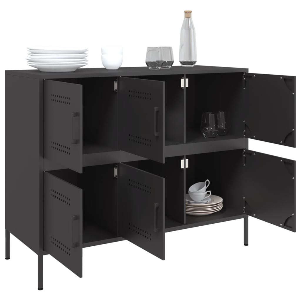 vidaXL Szafka, czarna, 100,5x39x79 cm, stal