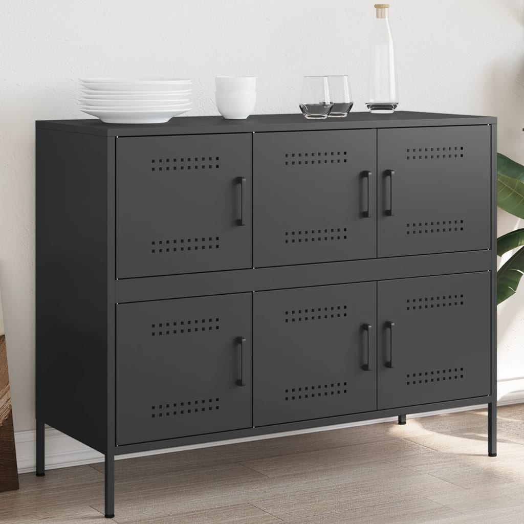 vidaXL Szafka, czarna, 100,5x39x79 cm, stal