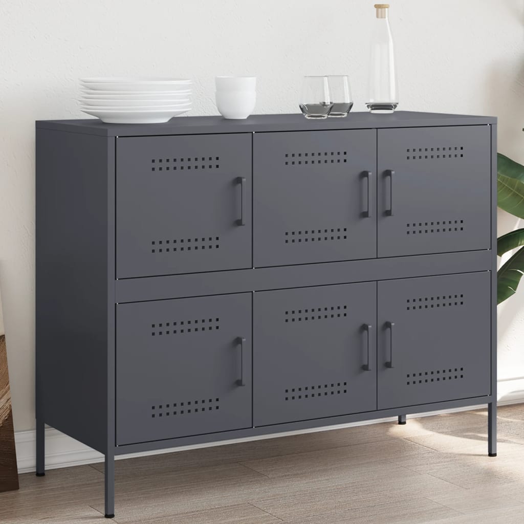 vidaXL Szafka, antracytowa, 100,5x39x79 cm, stal