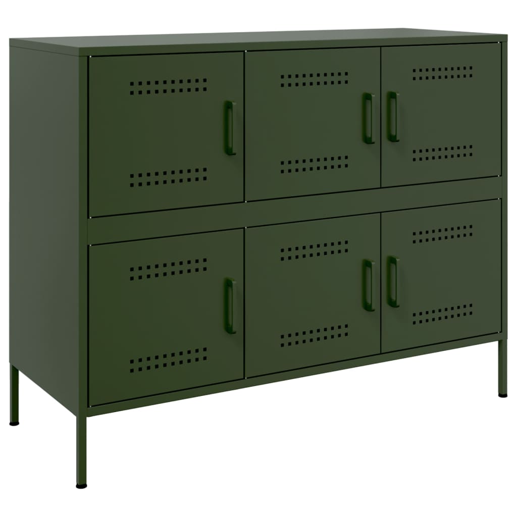 vidaXL Szafka, oliwkowa, 100,5x39x79 cm, stal