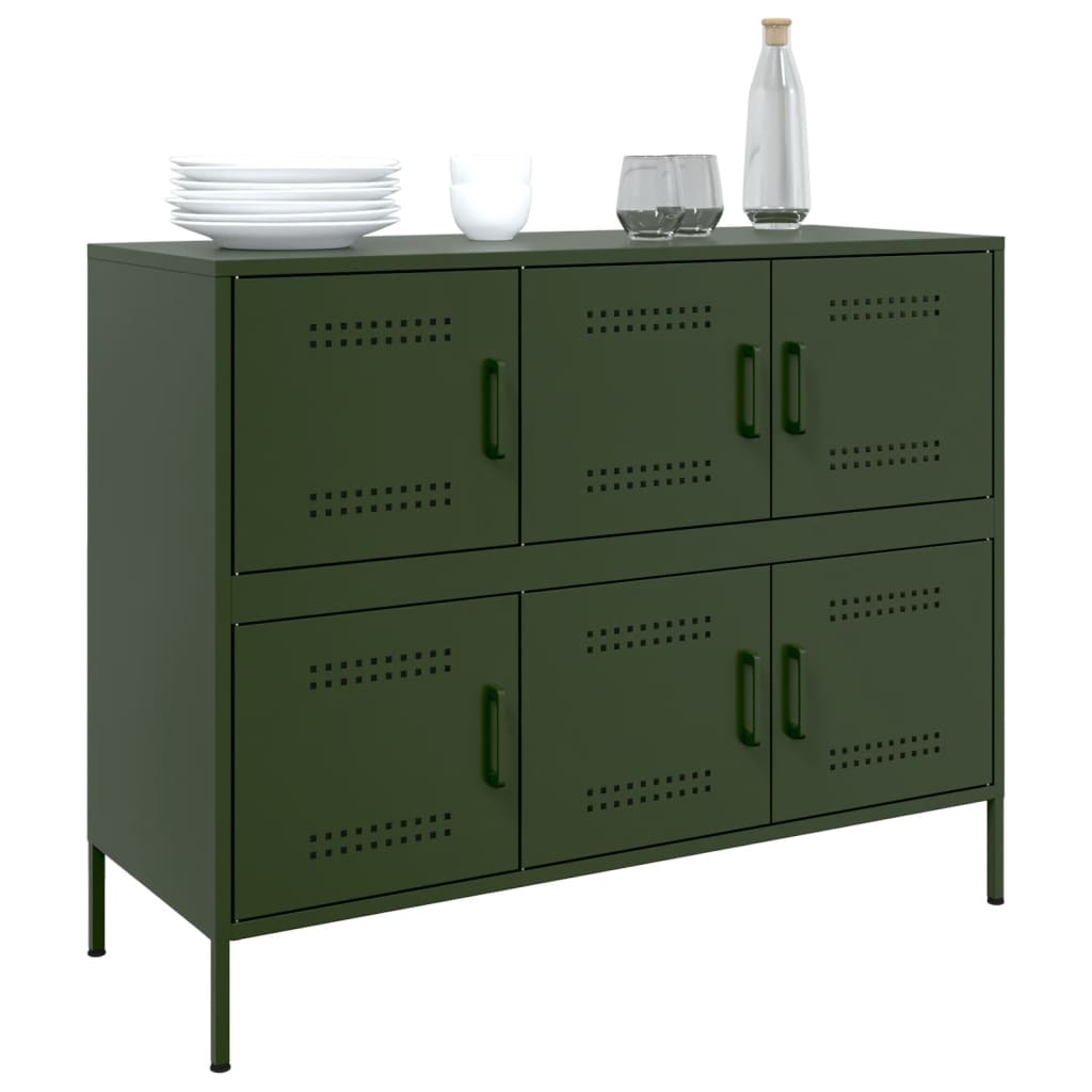 vidaXL Szafka, oliwkowa, 100,5x39x79 cm, stal