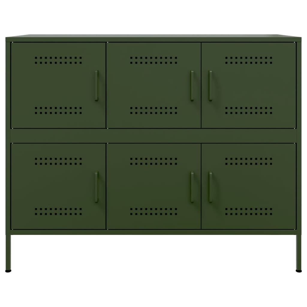 vidaXL Szafka, oliwkowa, 100,5x39x79 cm, stal