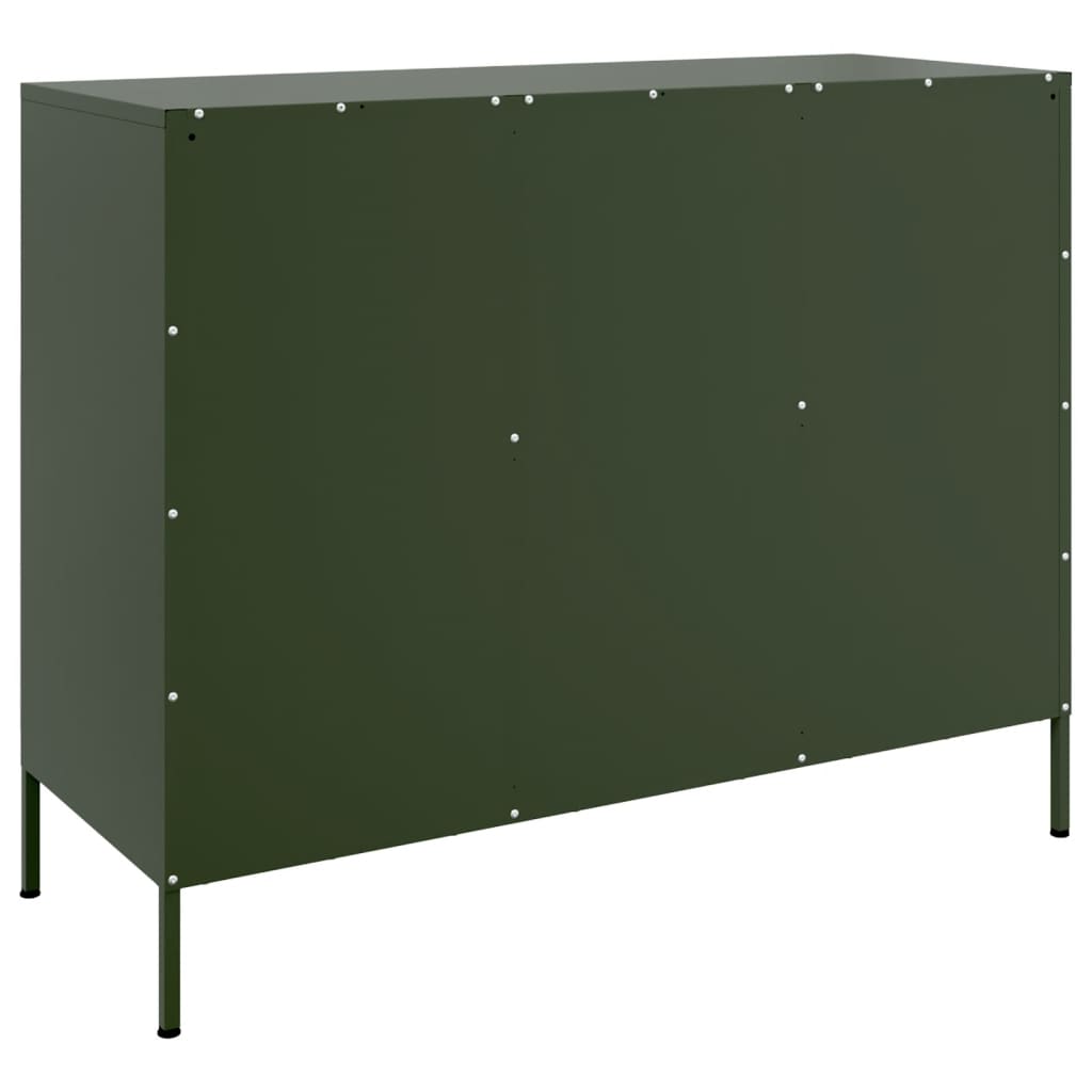 vidaXL Szafka, oliwkowa, 100,5x39x79 cm, stal