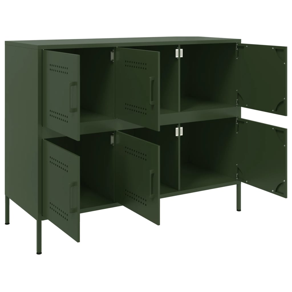 vidaXL Szafka, oliwkowa, 100,5x39x79 cm, stal