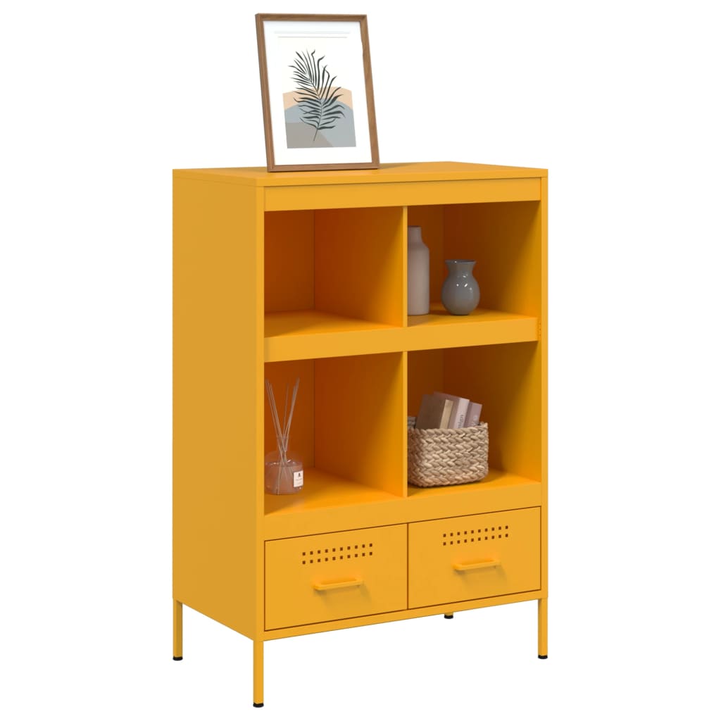 vidaXL Szafka, musztardowa, 68x39x101,5 cm, stal