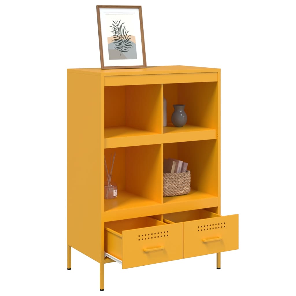 vidaXL Szafka, musztardowa, 68x39x101,5 cm, stal